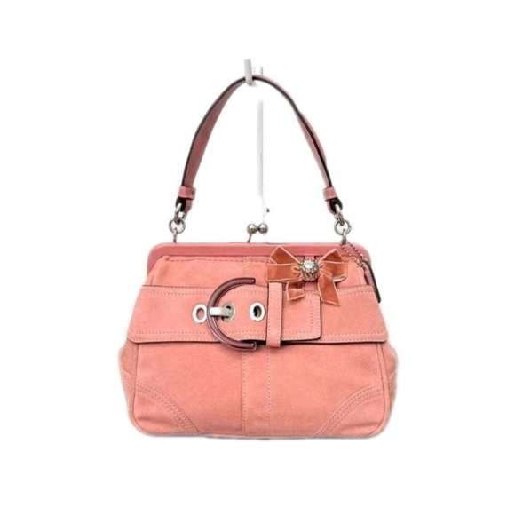 Rare Vintage Y2K COACH Pink Suede Kiss Lock Mini Crossbody Bag – Limited Edition - Picture 1 of 17